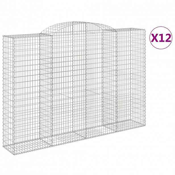 vidaXL Klenuté gabionové koše 12ks 300x50x200/220cm pozinkované železo