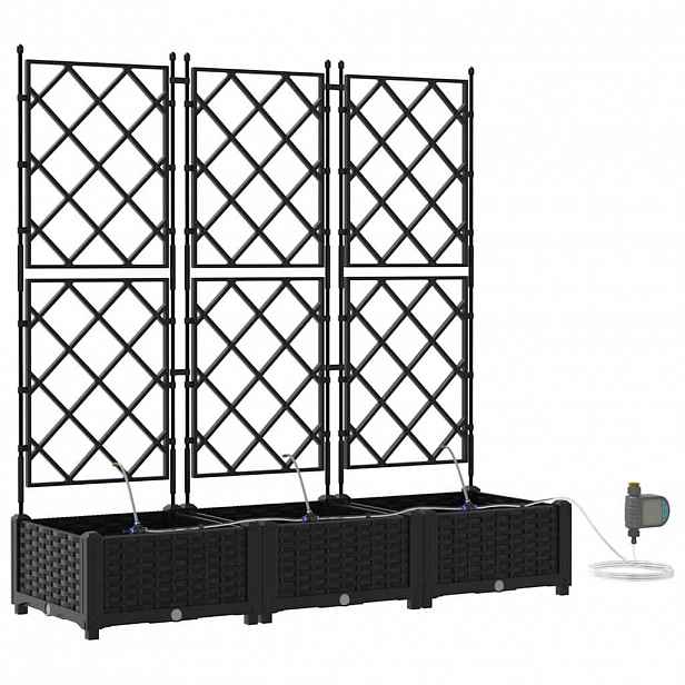 vidaXL Zahradní pěstebník 3 ks Černá 120 x 40 x 126 cm PP