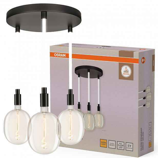 Závěsná stropní lampa 28W 1400lm 2700K Teplá 3x E7 Černá Decor Osram