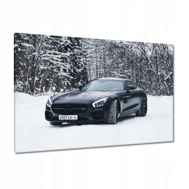 Obrazy 120x80 Černý Mercedes Zima