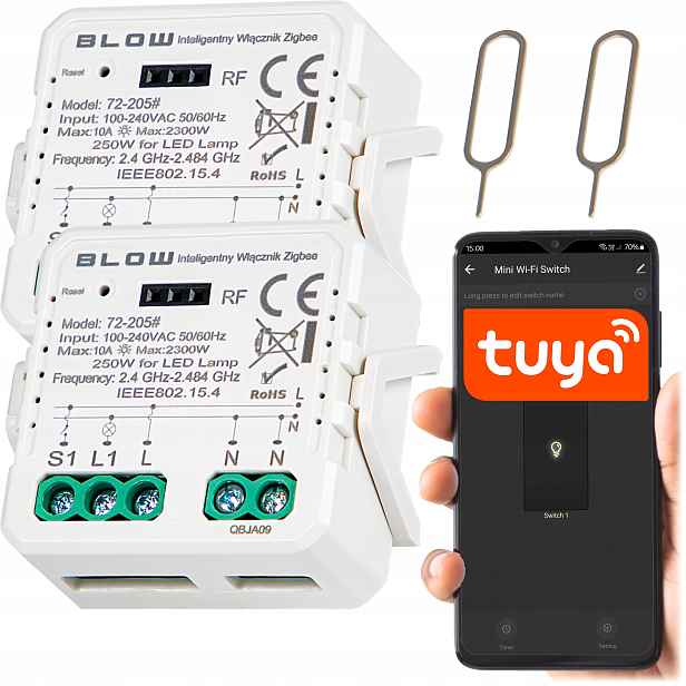 2x Reléový Spínač Vypínač Světla Domácích Spotřebičů Smart ZigBee Tuya