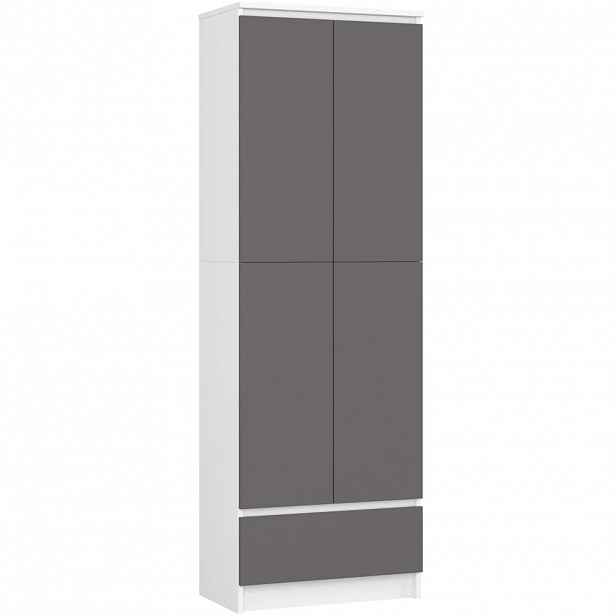 Dvoudveřová skříň se šuplíkem 60 cm VALESTRA - bílá / tmavě šedá