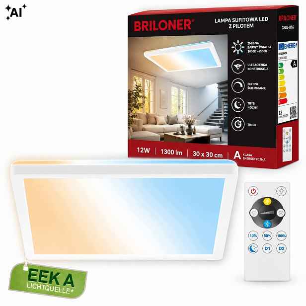 Stropní svítidlo stropní svítidlo Led čtvercová 11,4W 2400lm Cct dálkový ovladač stmívání