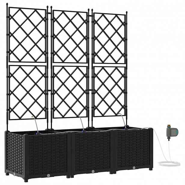 vidaXL Zahradní pěstebník 3 ks Černá 120 x 40 x 142 cm PP