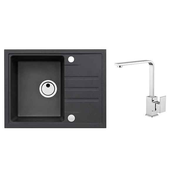 Alveus SET ALVEUS INTERMEZZO 30/91 + BATERIE RENO chrom obdélníkový granitový dřez 620 x 480 mm v setu s baterií: