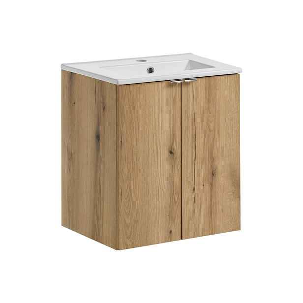 Comad Závěsná skříňka Nova Oak Dance II se zápustným umyvadlem 50 cm dub evoke/bílá