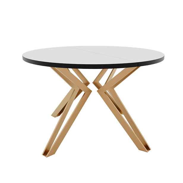 Idohome JÍDELNÍ STŮL RAMIRO 120 cm rozkládací z MDF, zlatý / arkticky bílý