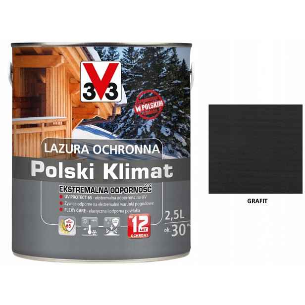Lazura V33 Polský Climate 12 let 2,5 l Extreme Grafit Satin