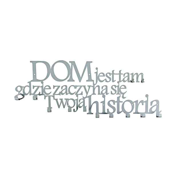 Nástěnný věšák na oblečení do předsíně Domov je tam, kde... Grafit Ocel
