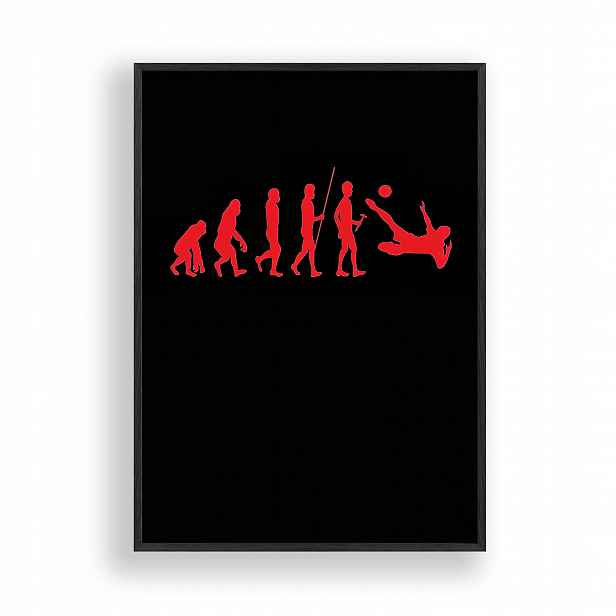 Obraz Evoluce Fotbalisty Překlopka Plakát Rámeček Dřevěný Černý 30x42 cm