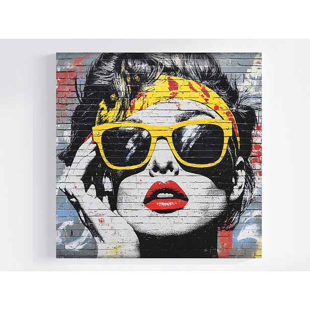 Obraz Na Plátně Canvas Cihlová Stěna Graffiti Žena Styl Móda 50x50