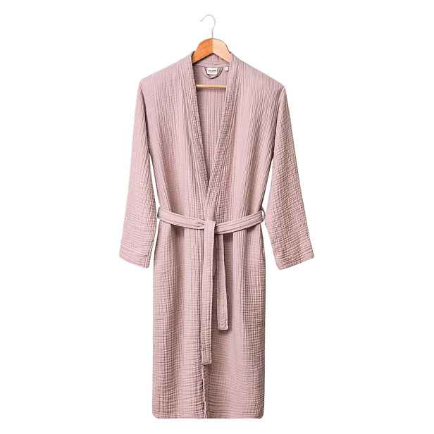 Růžový mušelínový župan velikost S/M Kimono – Foutastic
