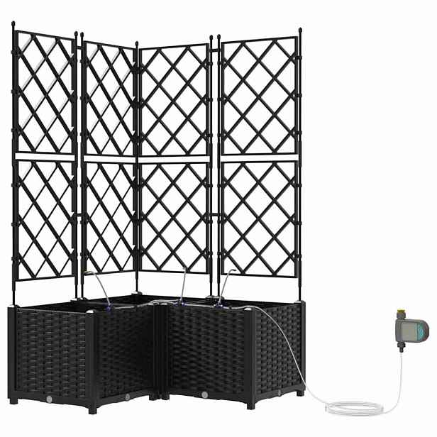 vidaXL Zahradní pěstebník 3 ks Černá 80 x 80 x 142 cm PP