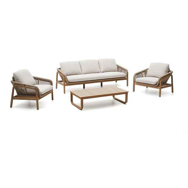 Zahradní lounge set z masivu akácie pro 5 v béžovo-přírodní barvě Vellana – Kave Home