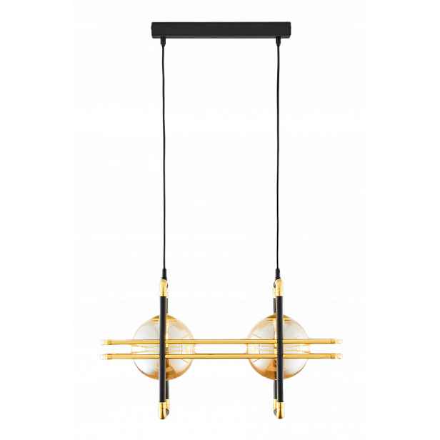 Závěsná lampa Fiori Černá Zlatá Skleněná Stínidla 2xG9 Stropní Svítidlo Pokoj