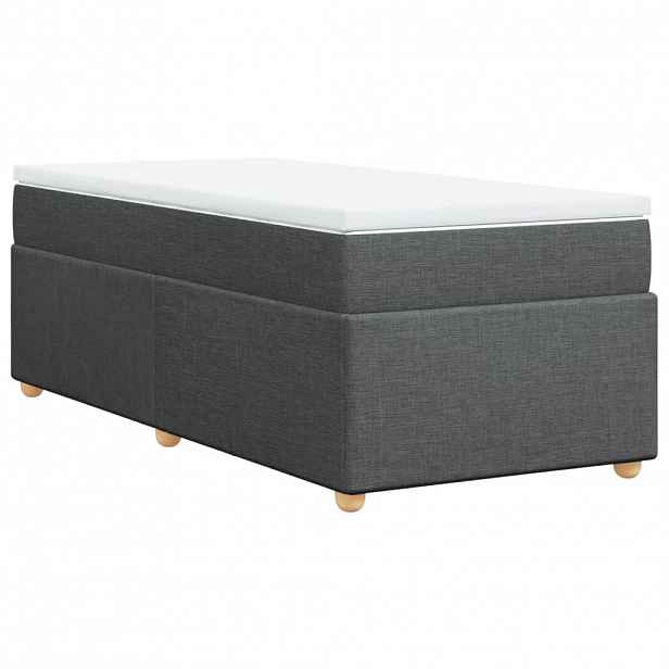 vidaXL Box spring postel s matrací tmavě šedá 100 x 200 cm textil
