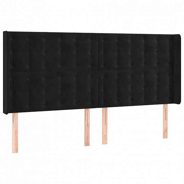 vidaXL Čelo postele typu ušák černé 203x16x118/128 cm samet