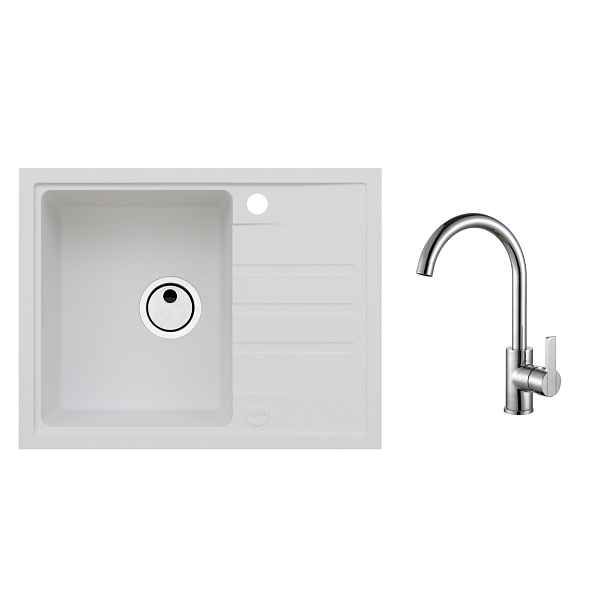 Alveus SET ALVEUS Intermezzo 30 - 11 + BATERIE TONIA Chrom obdélníkový granitový dřez 620 x 480 mm v setu s baterií