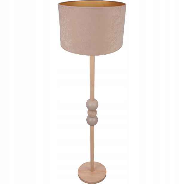 Béžová Dřevěná Stojací Lampa