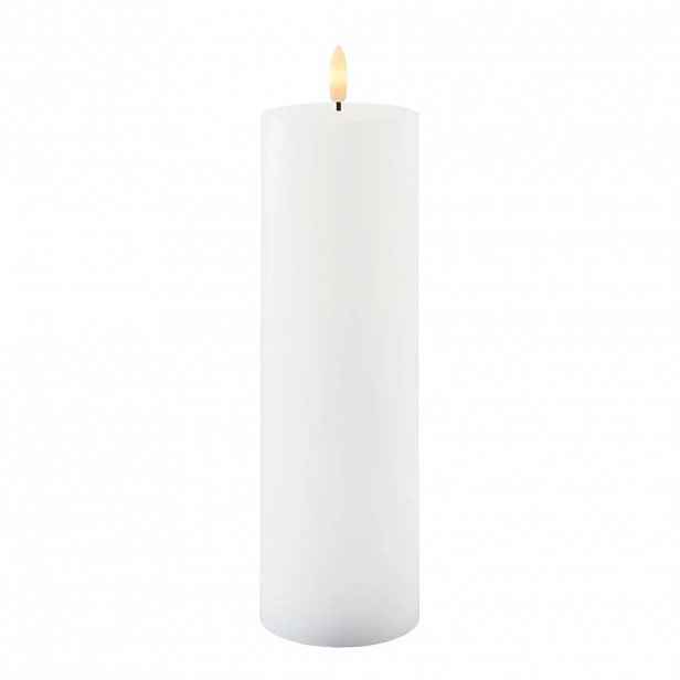 Dobíjecí LED svíčka z pravého vosku Sille, Ø 7,5 × 25 cm, bílá