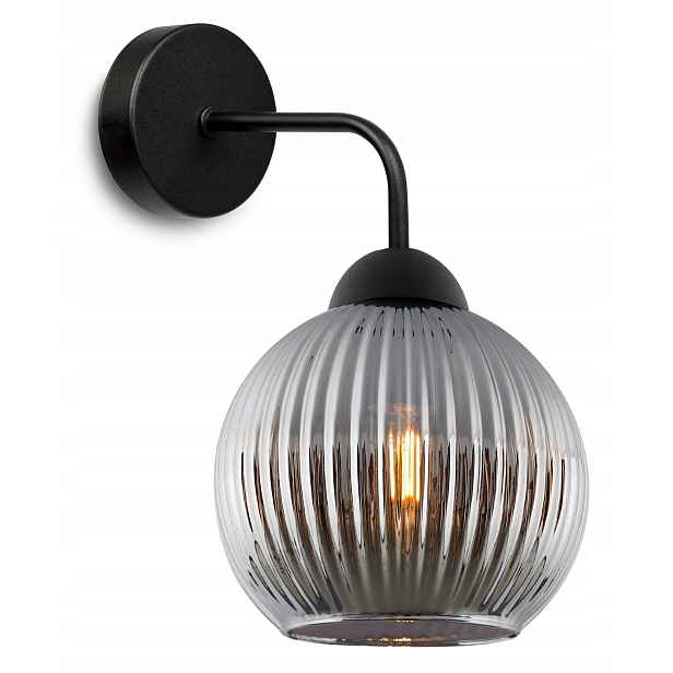 Nástěnná Lampa Černá Grafitová Skleněná Koule E27 Do Obývacího Pokoje