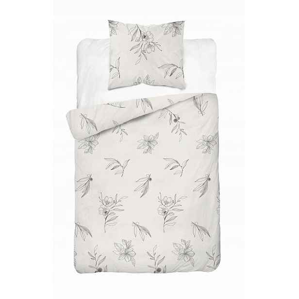 Povlečení 140x200 krémové květy s jedním povlečením Home Satin