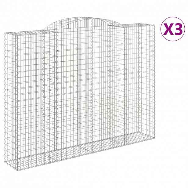 vidaXL Klenuté gabionové koše 3 ks 300x50x220/240cm pozinkované železo