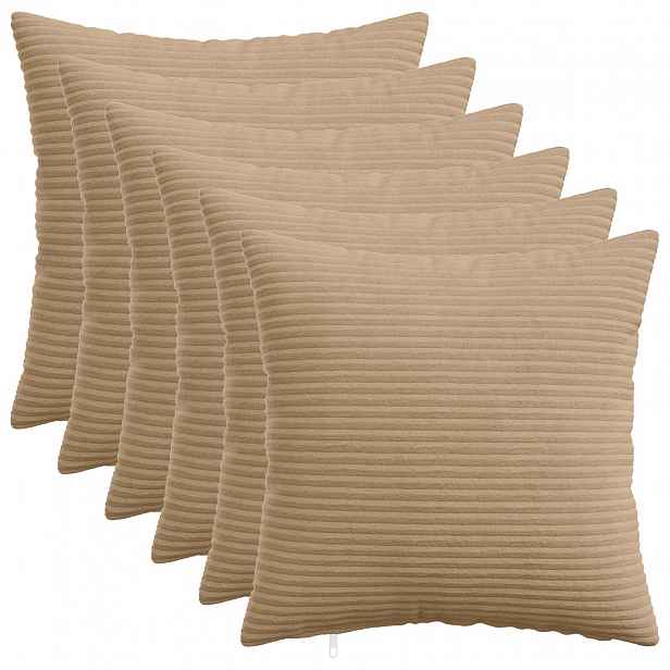 vidaXL Povlak na polštář 6 pcs HEERLEN Hnědá 30 x 30 cm manšestr