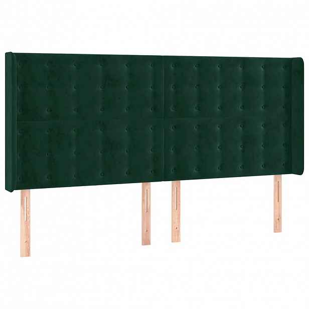 vidaXL Čelo postele typu ušák tmavě zelená 203x16x118/128 cm samet