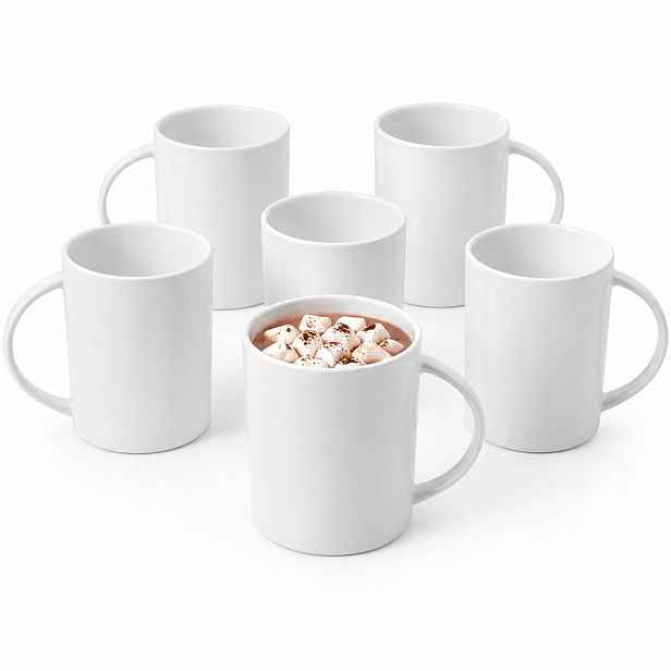 6x Velký hrnek na kávu a čaj 450 ml Wilmax Bílý Porcelánový Elegantní