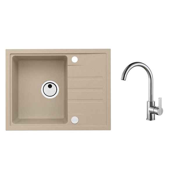 Alveus SET ALVEUS Intermezzo 30 - 55 + BATERIE TONIA Chrom obdélníkový granitový dřez 620 x 480 mm v setu s baterií