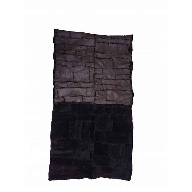 Patchworková přikrývka z ovčí kůže černá kapa na pohovku/postel 60x60 cm