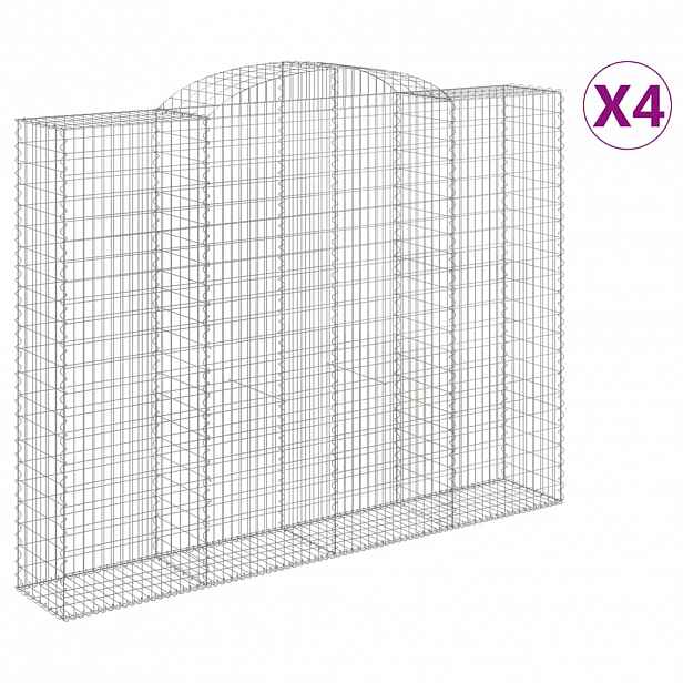 vidaXL Klenuté gabionové koše 4 ks 300x50x220/240cm pozinkované železo