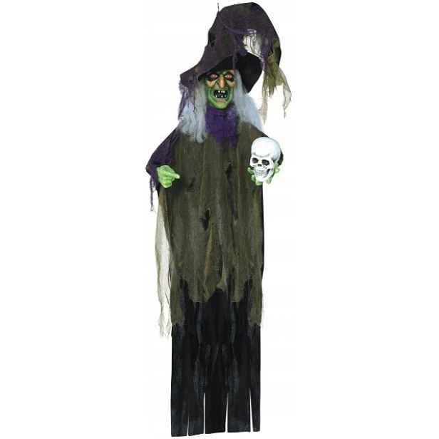 Závěsná Dekorace Zlá Čarodějnice 180 CM Zvuk Světlo Pohyb Halloween