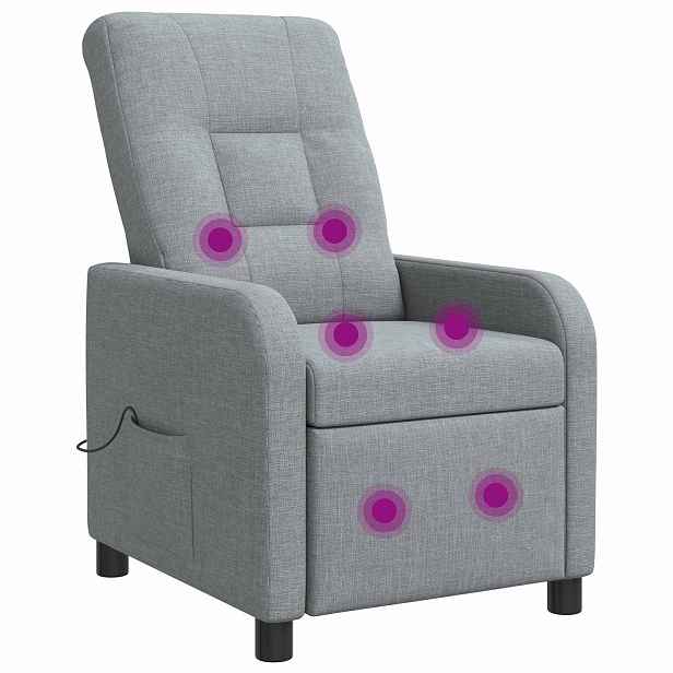 vidaXL Masážní polohovací křeslo Světle šedá Textil
