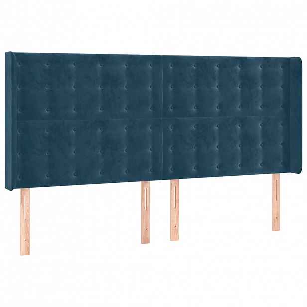 vidaXL Čelo postele typu ušák tmavě modrá 203x16x118/128 cm samet