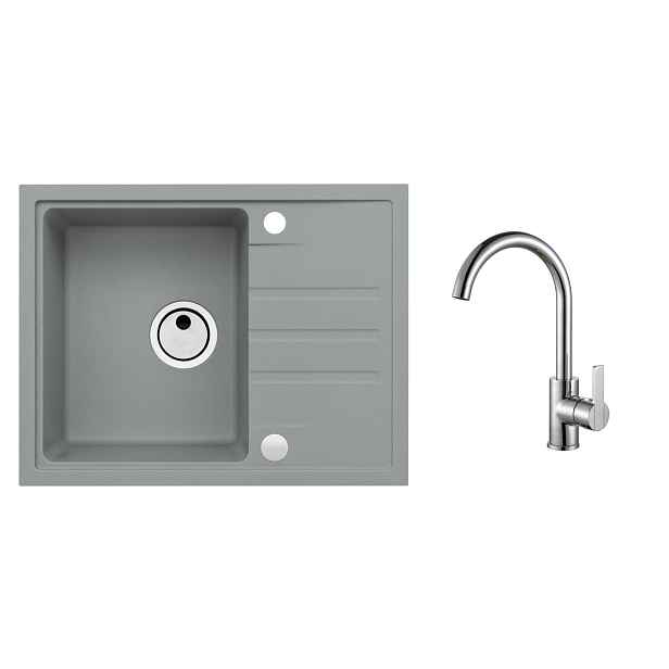 Alveus SET ALVEUS Intermezzo 30 - 81 + BATERIE TONIA Chrom obdélníkový granitový dřez 620 x 480 mm v setu s baterií