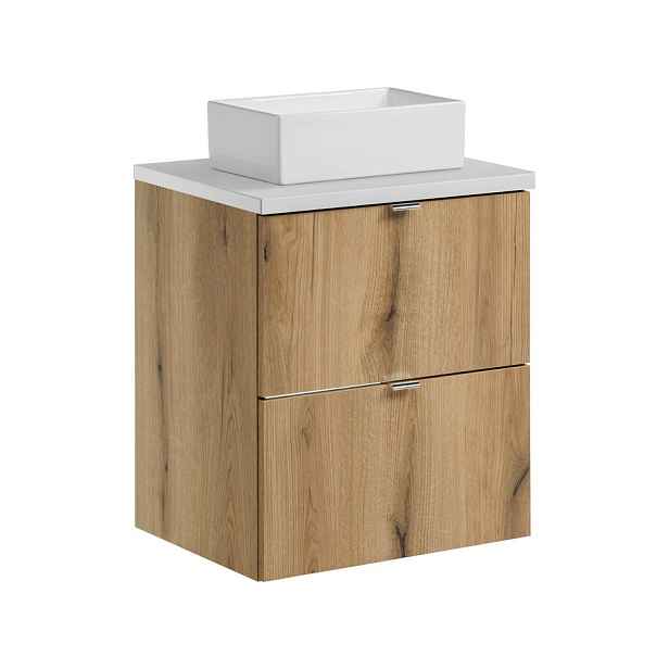 Comad Závěsná skříňka Nova Oak Gaja I s deskou a umyvadlem 50 cm dub coast evoke/bílá
