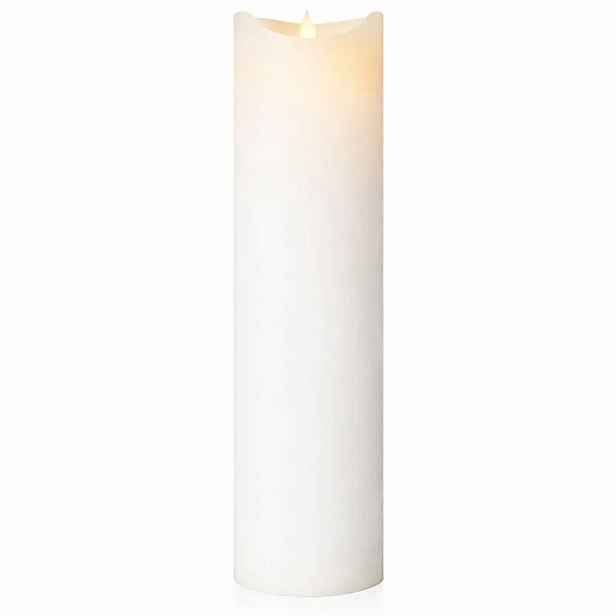 Dobíjecí LED svíčka z pravého vosku Sara, Ø 7,5 × 30 cm, bílá