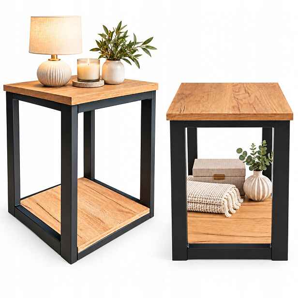 Noční Stolek Loft Boční Noční Stolek Kovový Industriální 45 CM