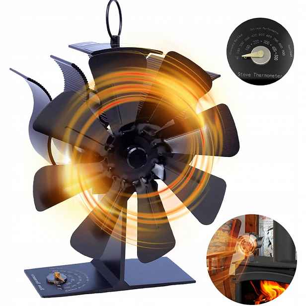 Termoelektrický Krbový Ventilátor Napájený Teplem, 8-LOPATKOVÝ Ventilátor