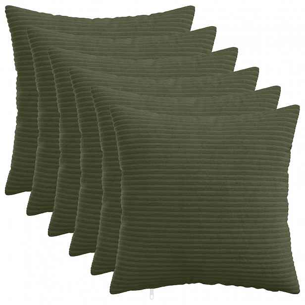 vidaXL Povlak na polštář 6 pcs HEERLEN Zelená 30 x 30 cm manšestr
