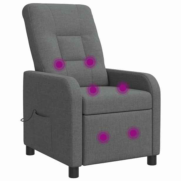 vidaXL Masážní polohovací křeslo Tmavě šedá Textil