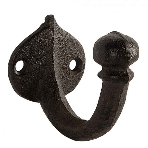 Hnědý litinový nástěnný háček - 4*7*6 cm Clayre & Eef