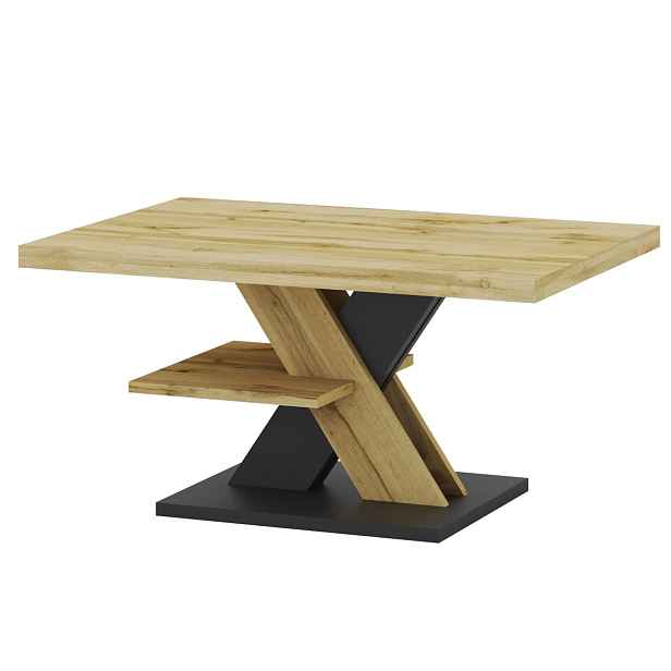 Szynaka Konferenční stolek Cross 90 cm dub Wotan/černý