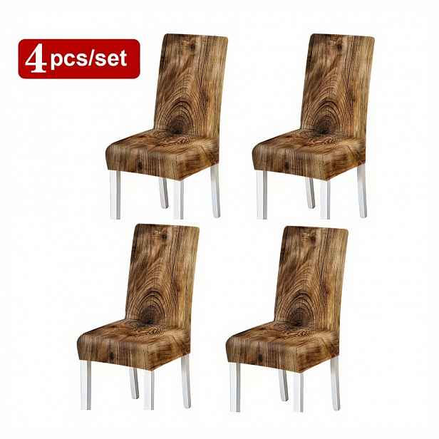 TEMU 2ks/4ks/6ks Pružné potahy na židle s vánočním potiskem, chrániče židlí (židle nejsou součástí), odnímatelné a pratelné potahy na sedáky,
