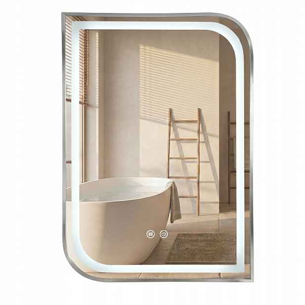 Zrcadlo Koupelnové Zrcadlo Na Makeup Podsvícené Rea Zone 80x60 cm Nikl