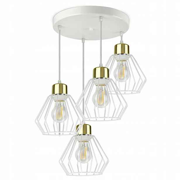 Lampa Stropní Svítidlo Lustr Glamour Bílá Zlatá Led