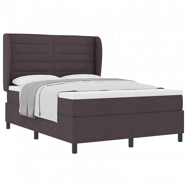 vidaXL Postel s boxspringem s matrací Tmavě hnědá 140 x 190 cm textil