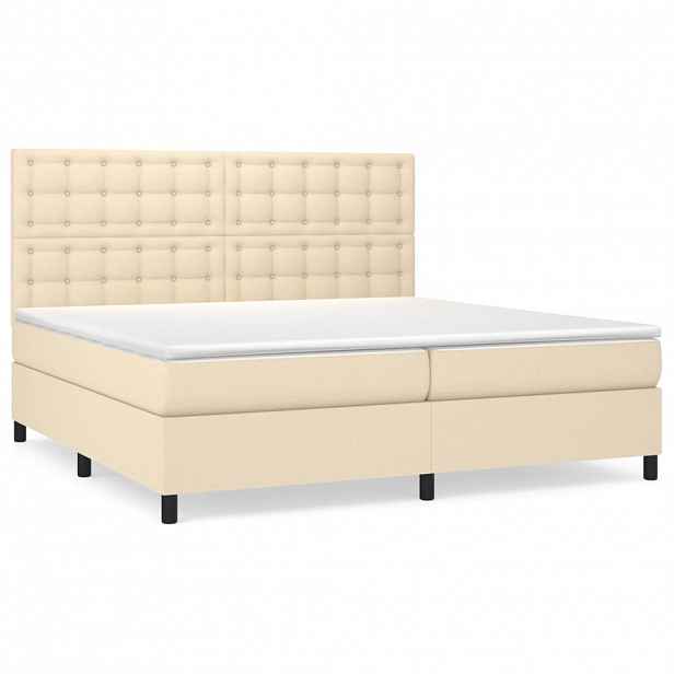 vidaXL Box spring postel s matrací krémová 200x200 cm textil